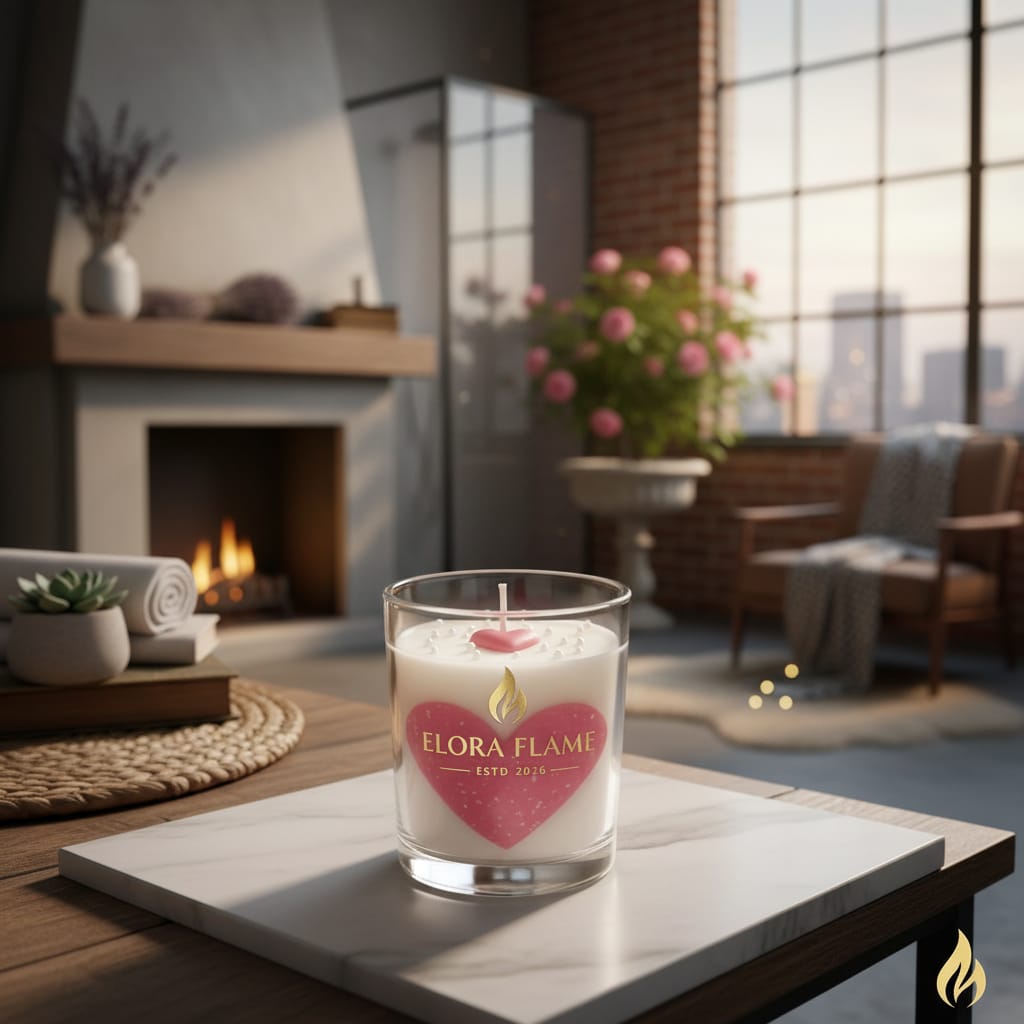 Elora Flame Romantic Heart Glass Candle