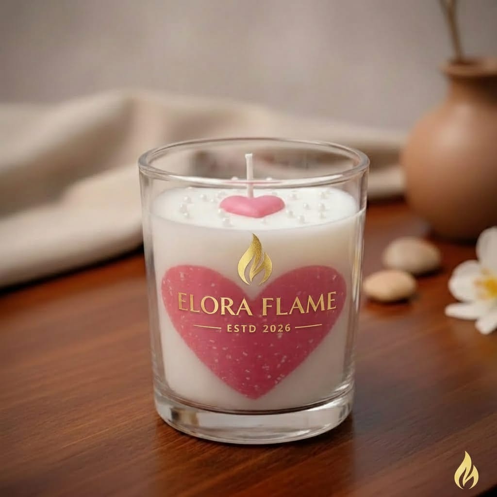 Elora Flame Romantic Heart Glass Candle