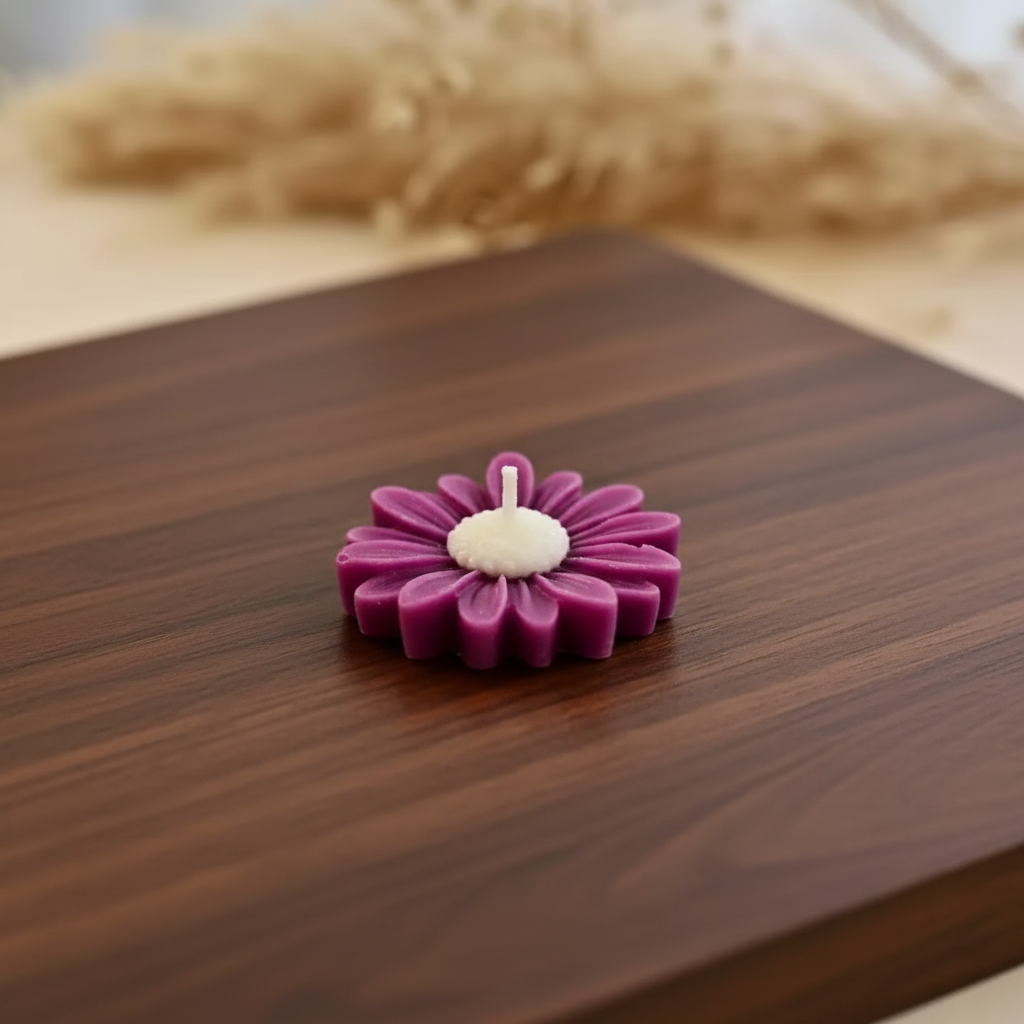 Purple Daisy Tea Light Candle