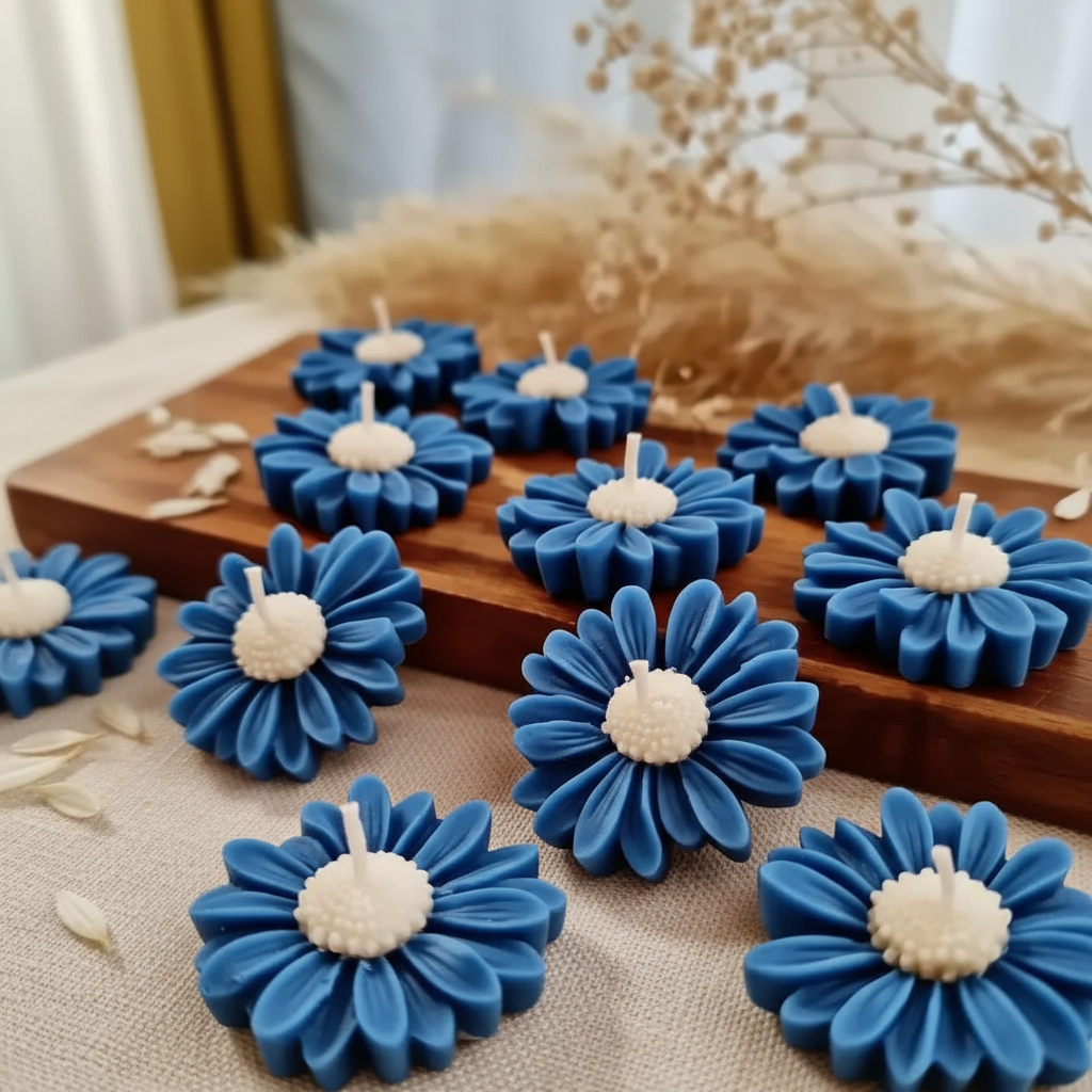 Blue Daisy Tea Light Candle