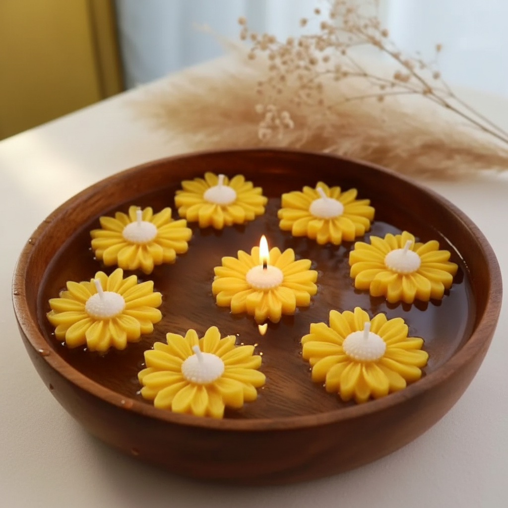 Floating Yellow Daisy Tea Light